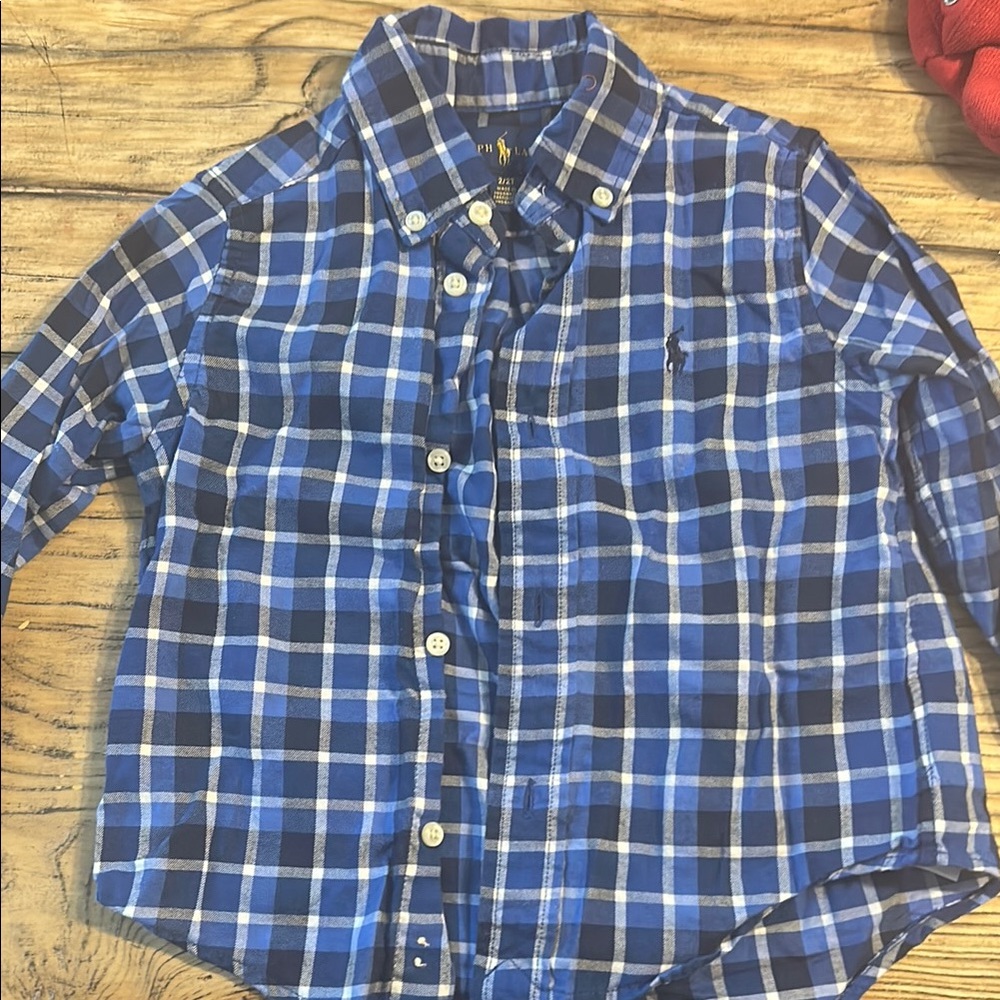 Ralph Lauren Blue Button Down Shirt Casual Plaid